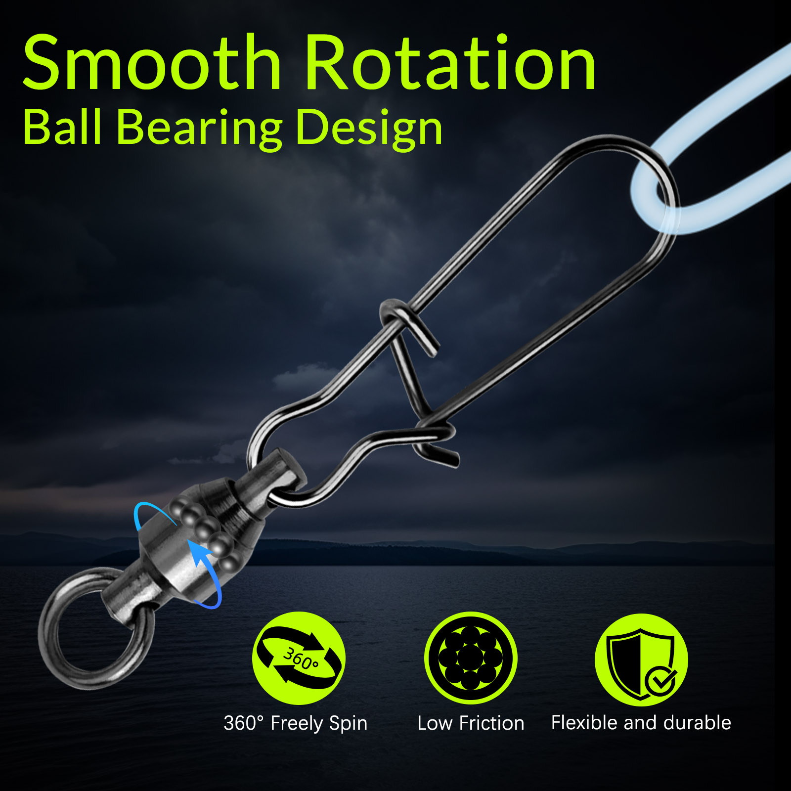 9KM 10PCS Kogellager Swivel Sn - Monofilament Line recensie en prijs